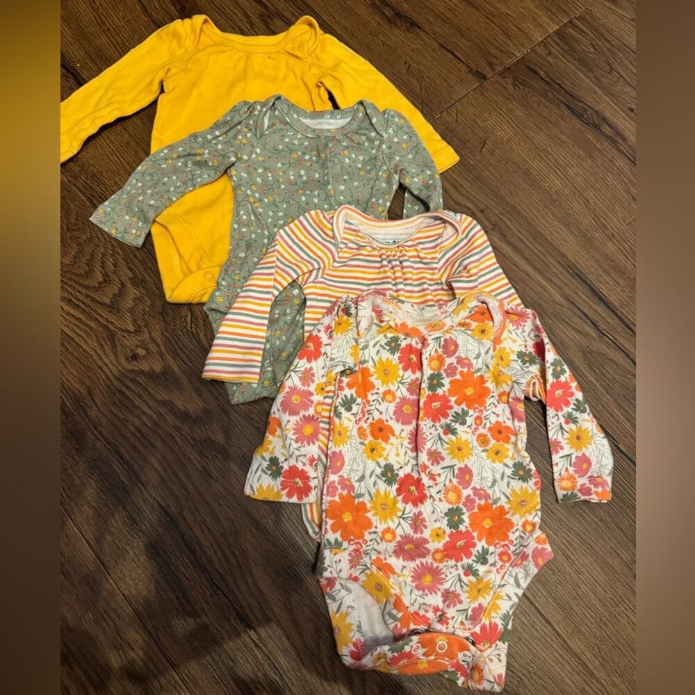 Floral and Striped Kids One Piece Set of 4
